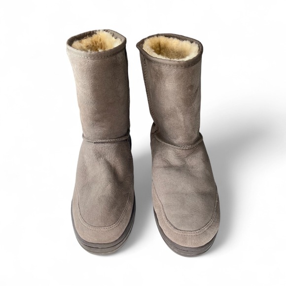 UGG Australia Ultra Short Mens 5220 Gray Suede Shearling Wool Lined Boots M9 - Picture 1 of 7